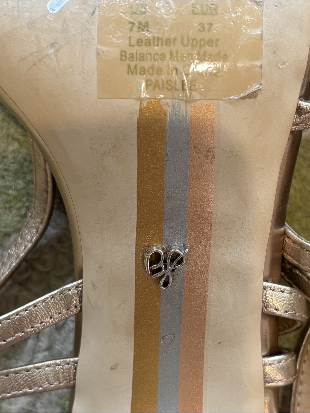 Sam Edelman Champagne Leather Paislee Strappy Sandal Heels Size 7 - Picture 8 of 8